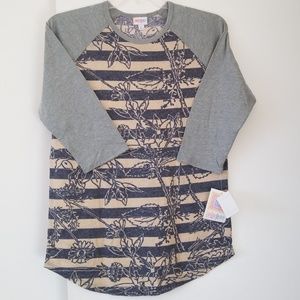 Floral Striped LuLaRoe Randy Baseball T Sz L NWT